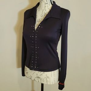 Harley Davidson Long Sleeve Embellished Black Top